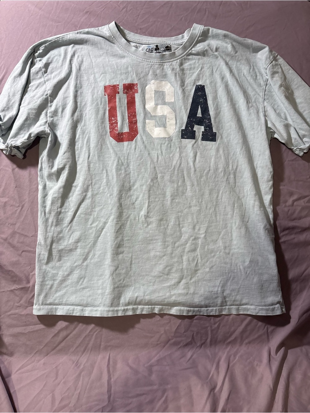 C&C California Light Blue USA Graphic Short-Sleeve Tee